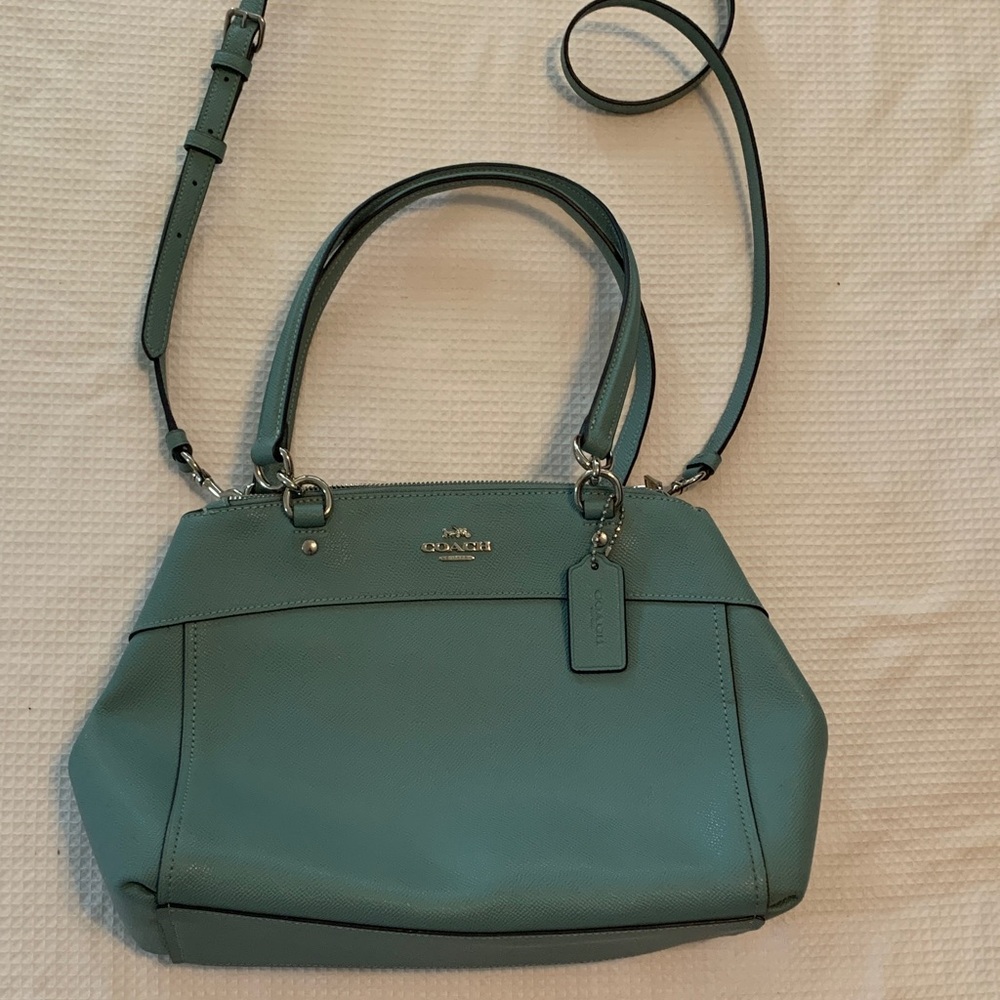 Coach Aqua Leather Shoulder Bag with long crossbody strap
